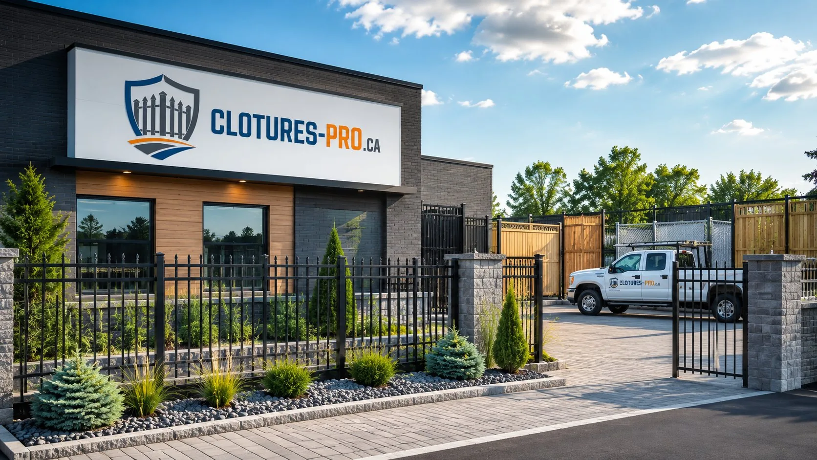 Clôture résidentielle installée autour d'une propriété